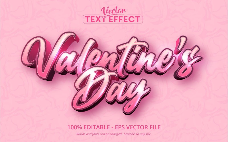 Saint Valentin - effet de texte modifiable, style de police de dessin animé rose, illustration graphique