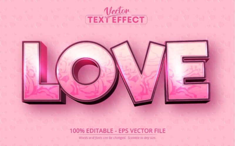 Amor: efecto de texto editable, estilo de fuente con textura de dibujos animados, ilustración gráfica