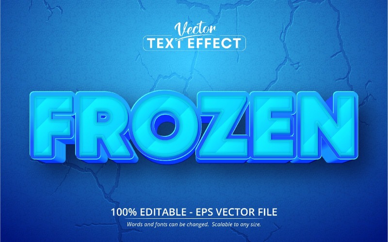 Frozen - 可编辑的文字效果、卡通字体样式、图形插图