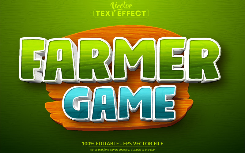 Gra rolnicza - edytowalny efekt tekstowy, styl czcionki kreskówek i gier, ilustracja graficzna