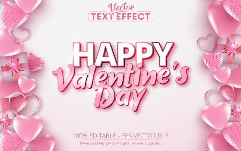 Happy Valentine's Day - Editable Text Effect, Shiny Pink And Gold Font ...