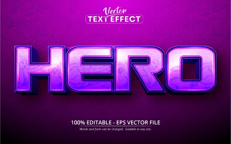 Hero – Szerkeszthető szövegeffektus, rajzfilm és játék betűtípusa, grafikus illusztráció