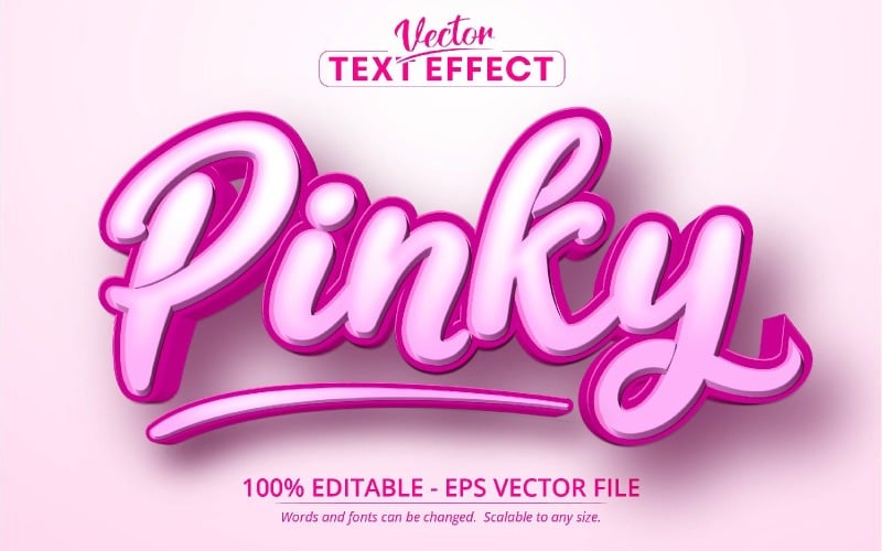 Pinky - Szerkeszthető szövegeffektus, rajzfilm és játék betűtípus stílusa, grafikus illusztráció