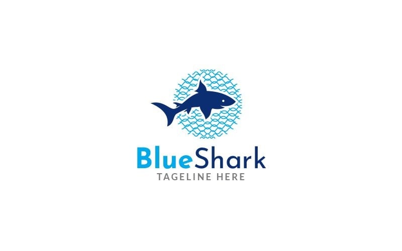 Blå haj logotyp designmall