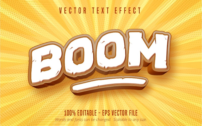 Boom: effetto testo modificabile, stile carattere cartone animato, illustrazione grafica