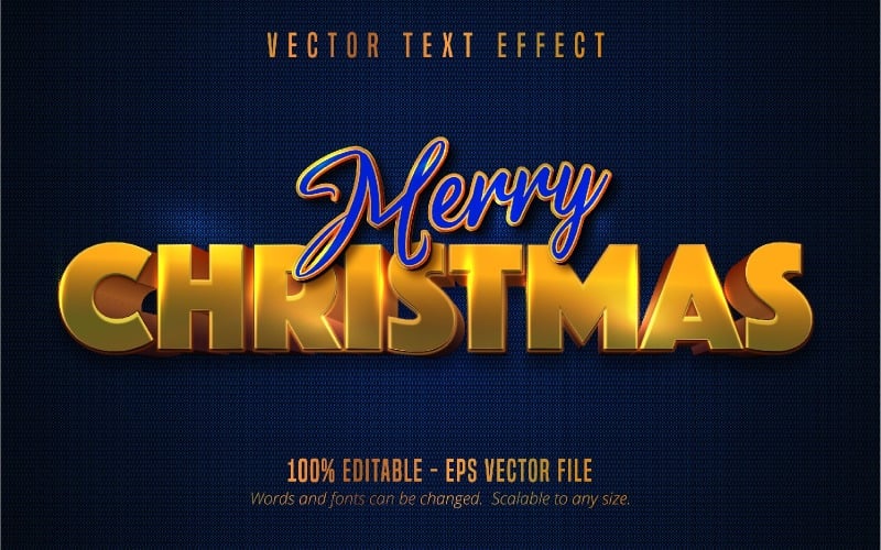 Buon Natale - Effetto testo modificabile, stile carattere colore dorato, illustrazione grafica
