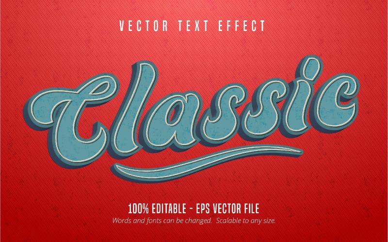 Classico: effetto testo modificabile, stile carattere vintage, illustrazione grafica