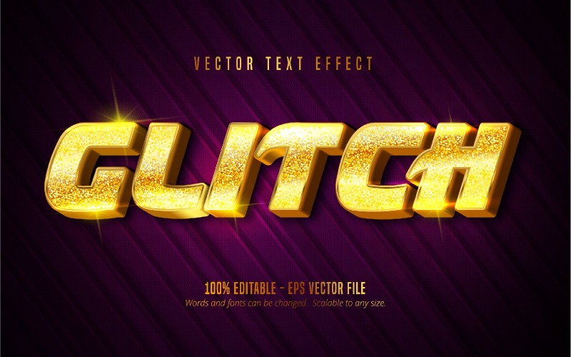 Glitch - bearbeitbarer Texteffekt, goldener Schriftstil, grafische Illustration