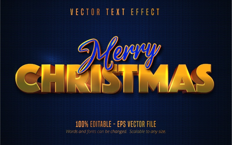 God jul - redigerbar texteffekt, gyllene teckensnittsstil, grafikillustration