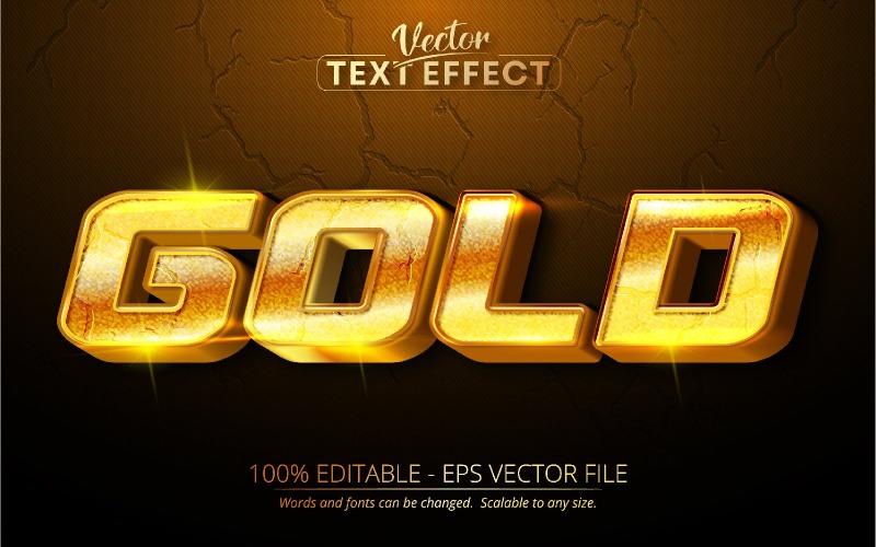 Guld - redigerbar texteffekt, glänsande guld och brunt texturerat teckensnitt, grafikillustration