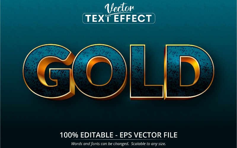 Oro: efecto de texto editable, estilo de fuente con textura turquesa y oro, ilustración gráfica