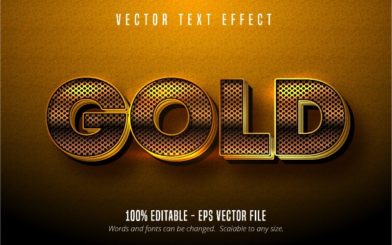 Oro - Effetto testo modificabile, stile carattere strutturato a punti dorati lucidi, illustrazione grafica