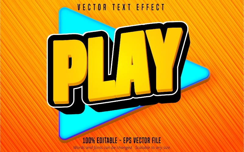 Play - Efecto de texto editable, estilo de fuente de dibujos animados y juegos, ilustración de gráficos