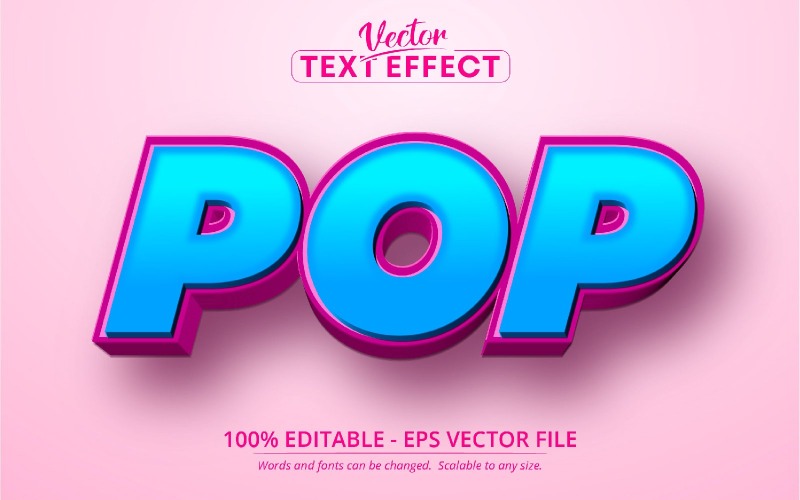 Pop - редактируемый текстовый эффект, стиль шрифта для игр и мультфильмов, графическая иллюстрация