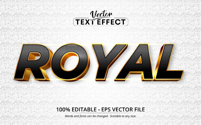 Royal - Effetto testo modificabile, stile carattere con texture oro, illustrazione grafica