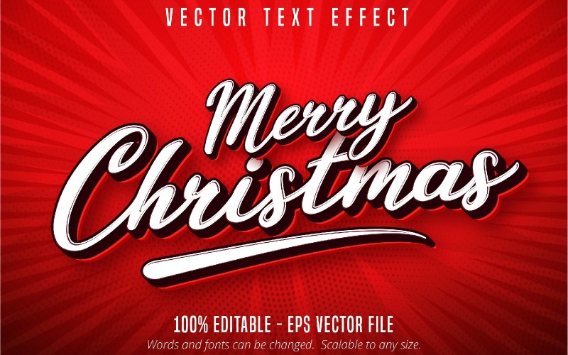 С Рождеством - редактируемый текстовый эффект, минималистичный стиль шрифта в стиле поп-арт, графическая иллюстрация