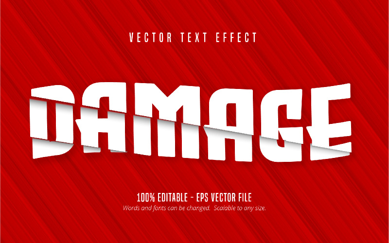 Schaden - bearbeitbarer Texteffekt, Cartoon-Schriftart mit Ausschnitt, grafische Illustration