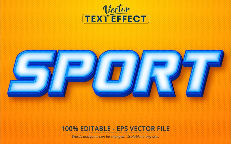 Sport: effetto testo modificabile, stile carattere cartone animato, illustrazione grafica