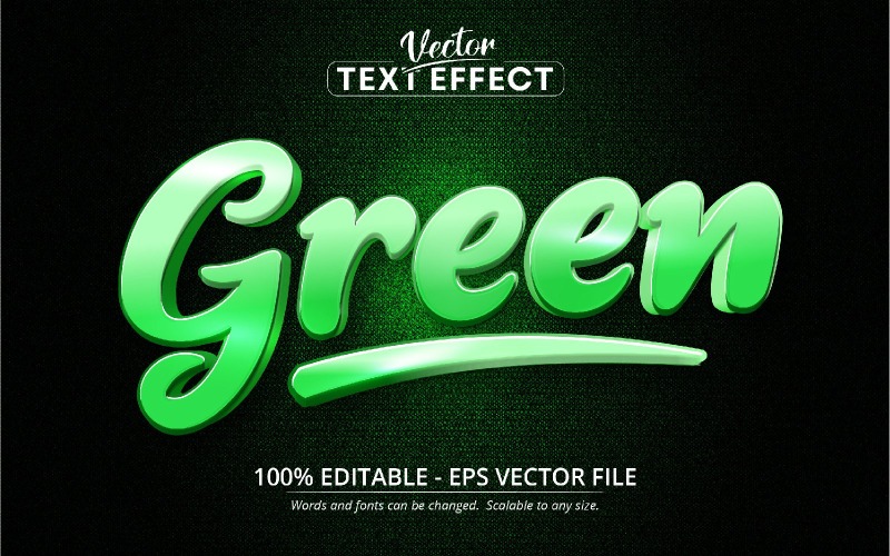 Verde - efeito de texto editável, estilo de fonte de desenho animado com textura verde, ilustração gráfica