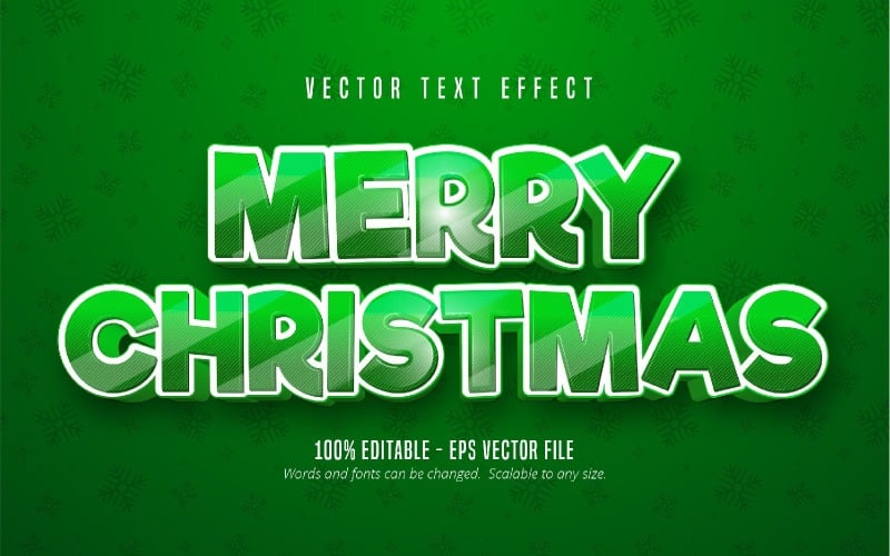 Wesołych Świąt — edytowalny efekt tekstowy, styl czcionki zielonej kreskówki, ilustracja graficzna
