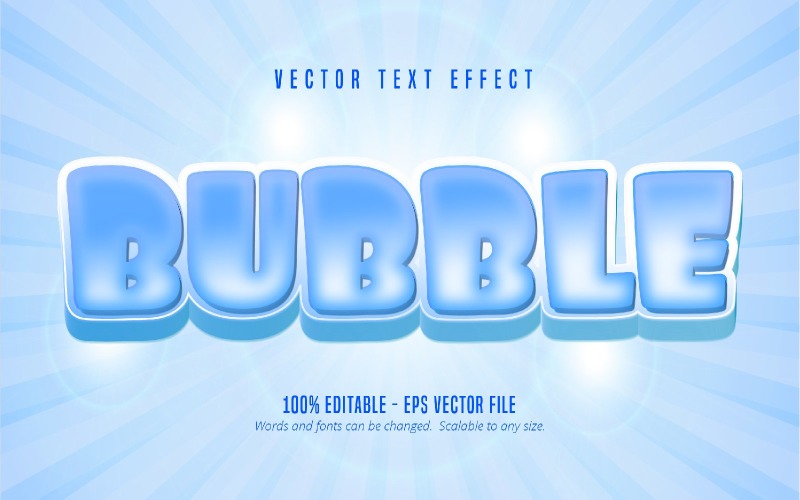 Buborék – szerkeszthető szövegeffektus, kék rajzfilm betűstílus, grafikus illusztráció