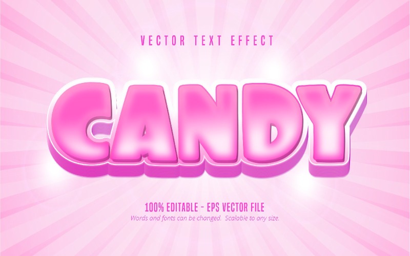 Candy – Szerkeszthető szövegeffektus, lágy rózsaszín rajzfilm betűtípus, grafikai illusztráció