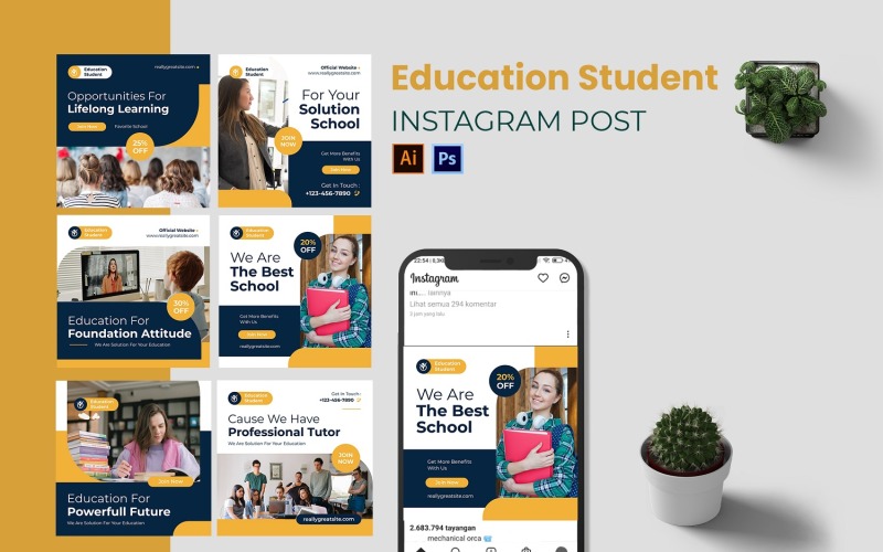 Edukuj studenta post na Instagramie
