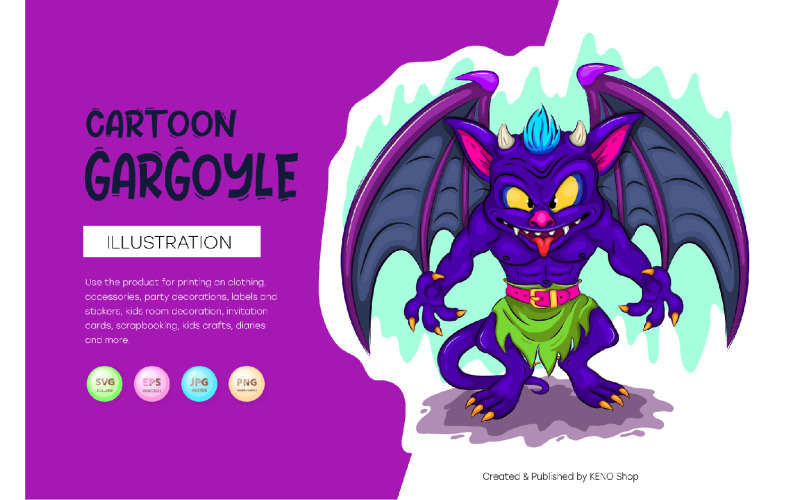 Gargouille de dessin animé. T-shirt, PNG, SVG.