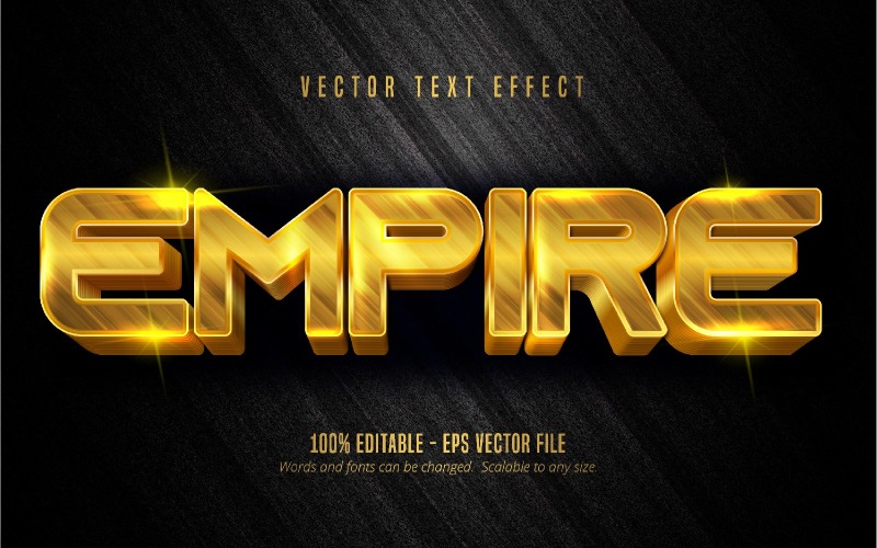 Империя - редактируемый текстовый эффект, текстурированный золотой стиль шрифта, графическая иллюстрация
