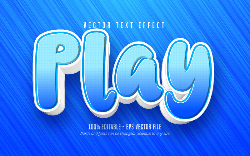 Play - Editable Text Effect, Blue Color Game Font Style, Graphics ...