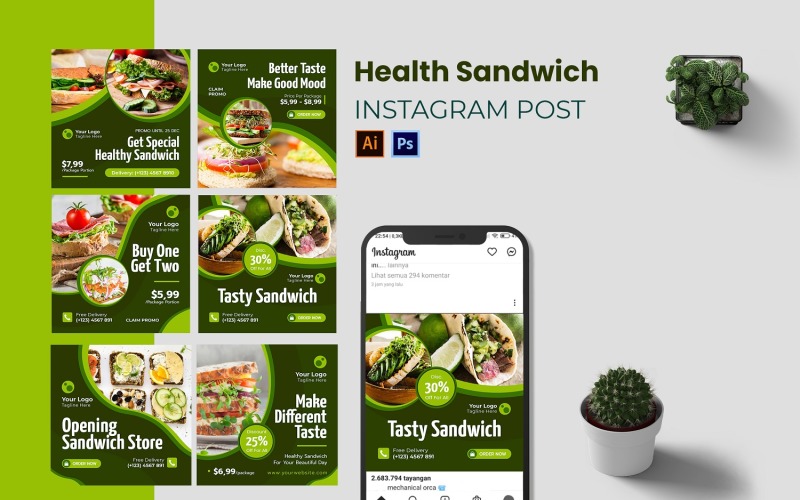 Сообщение в Instagram о сэндвиче со здоровьем