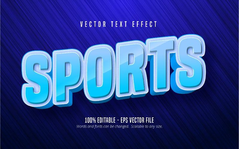 Sport - bearbeitbarer Texteffekt, blauer Cartoon-Schriftstil, grafische Illustration