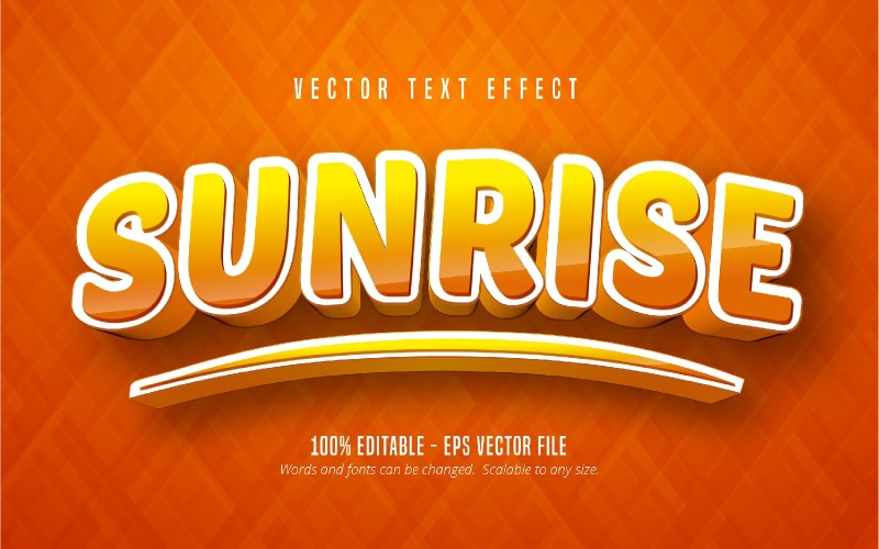 Sunrise - redigerbar texteffekt, orange tecknad teckensnittsstil, grafikillustration