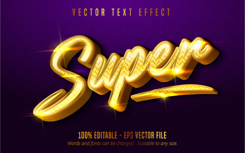 Super - upravitelný textový efekt, texturovaný zlatý styl písma, grafické ilustrace