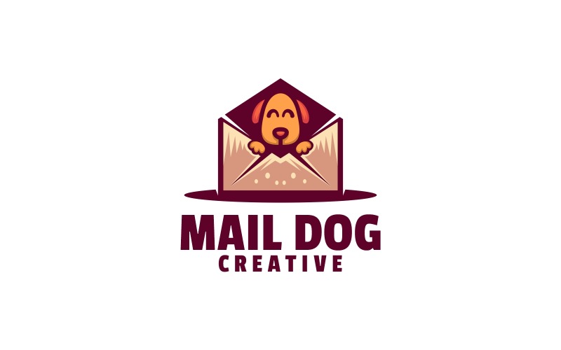 courrier, chien, simple, mascotte, logo
