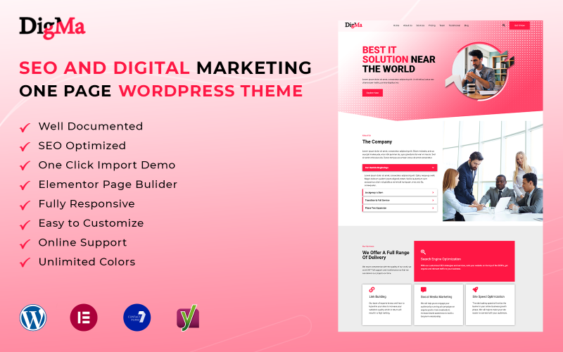 DigMa – SEO és digitális marketing egyoldalas Wordpress téma