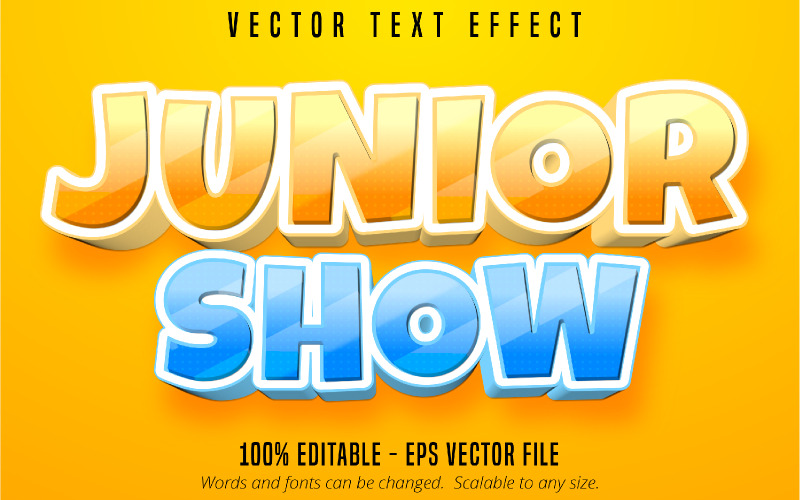 Junior Show - Effet de texte modifiable, style de police de dessin animé, illustration graphique