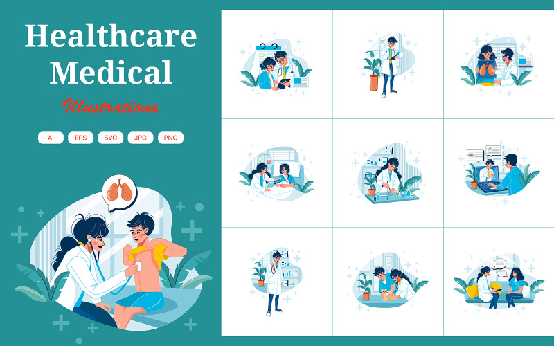 M370_Pack d'illustrations de soins de santé