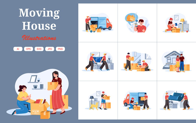 M371_Moving House Illustrationspaket