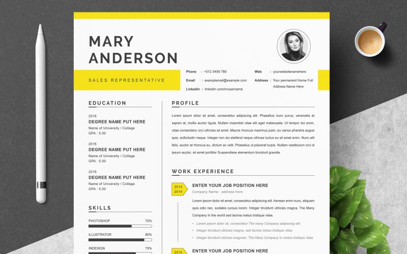 Mary Anderson / Modern Özgeçmiş Şablonu