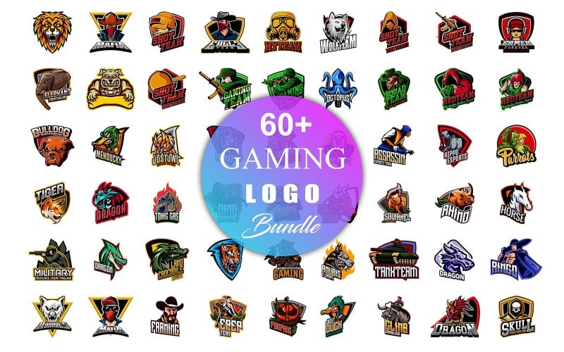 Gaming Mascot Logo Bundle, Mascot Logo Mall, Gaming Logo Design, Logo Bundle