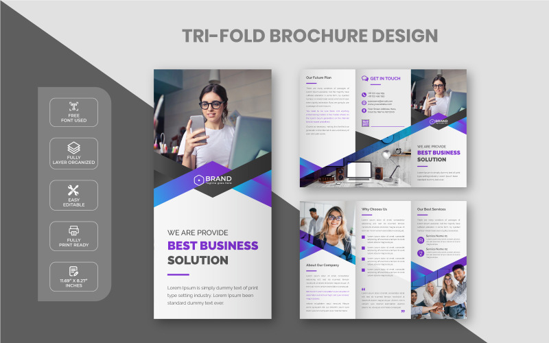 Корпоративный бизнес-маркетинг Trifold Brochure Design