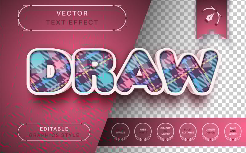 Tartan Sewing Editable Text Effect, Font Style