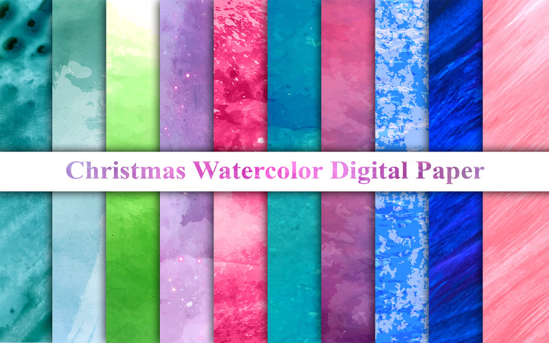 Christmas Watercolor Digital Paper, Watercolor Texture Background