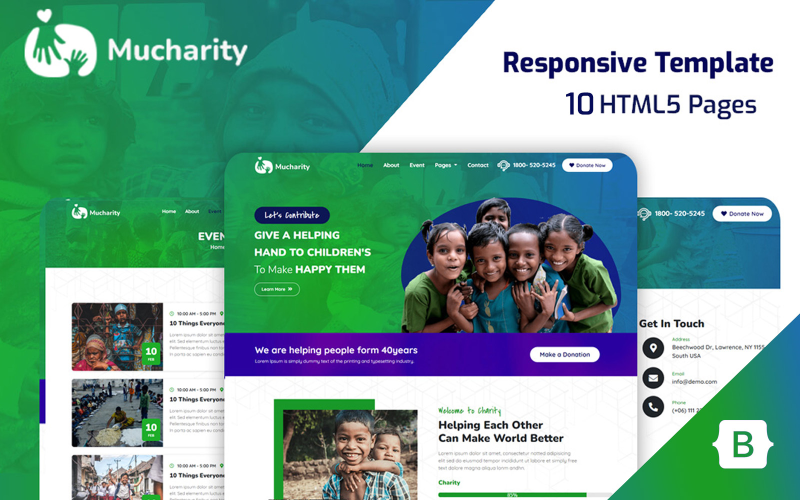 Mucharity - HTML5-Website-Vorlage für gemeinnützige Spendenaktionen/NGO und Wohltätigkeitsorganisationen