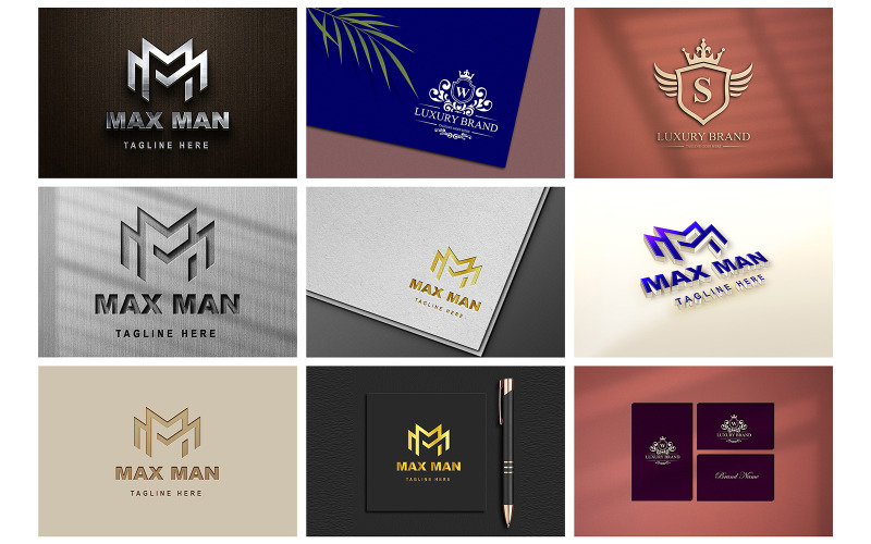 Pacchetto di mockup di logo, modello di mockup di logo, modello di progettazione di logo