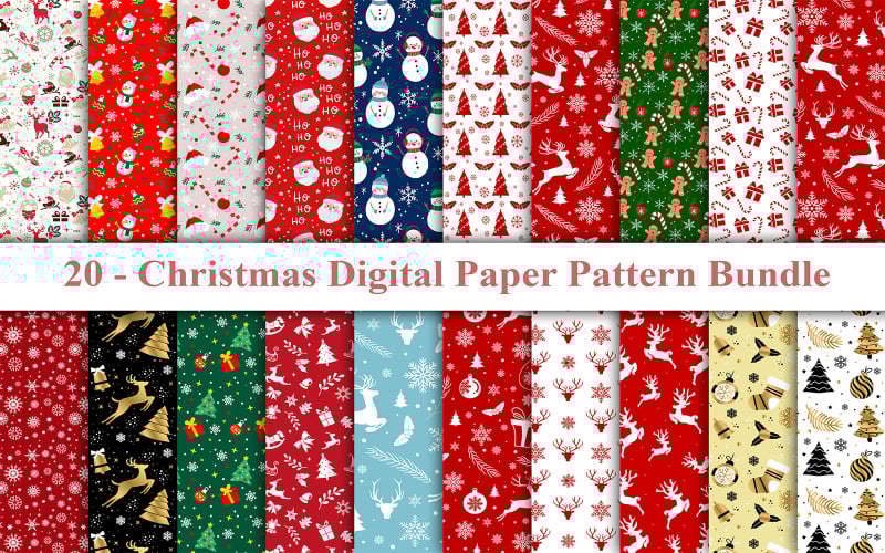 Papel digital de padrão de Natal, padrão de Natal, pacote de padrões de Natal, padrão