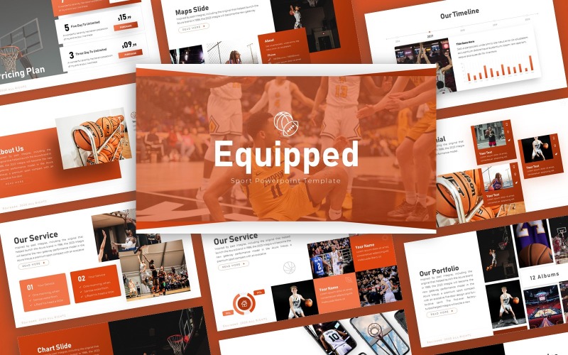 Ausgestattete Sport-Mehrzweck-PowerPoint-Vorlage