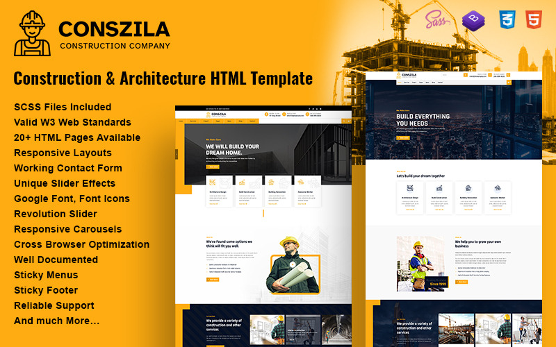 Conszila - Šablona HTML pro stavebnictví a architekturu