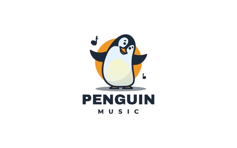 Pingvin musik tecknad logotyp